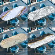 Marble Textured Printed Oval Tablecloth, Marble Style Tablecloth with Elastic Band and Edge Closure, Oval Table Cover