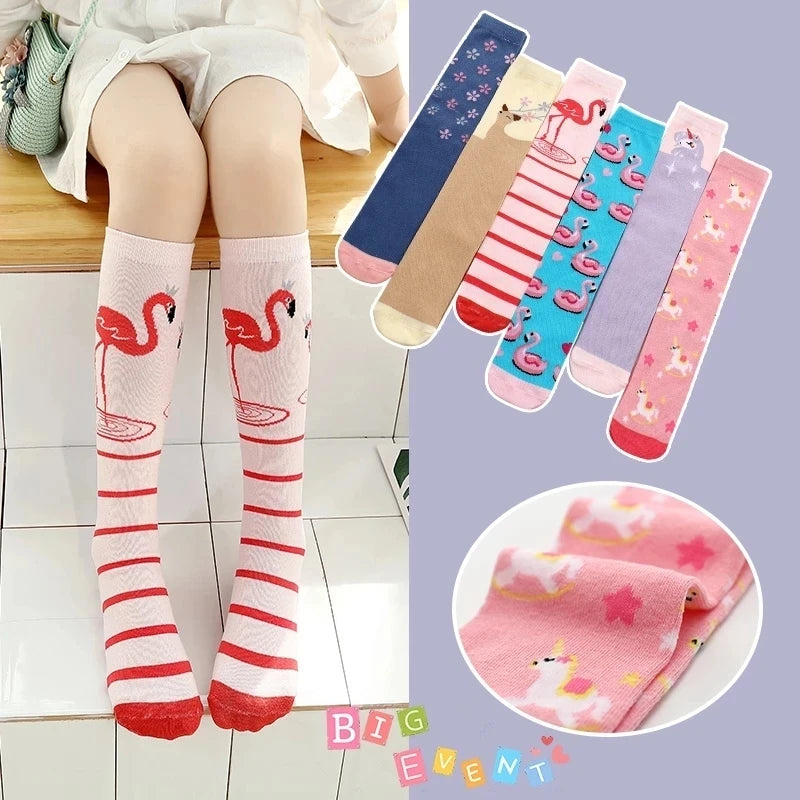 Spring Autumn Girls Cotton Ankle Short Lovely Stockings Cartoon Unicorn Kids Child Knee High Socks Infant Baby Over Knee Socks