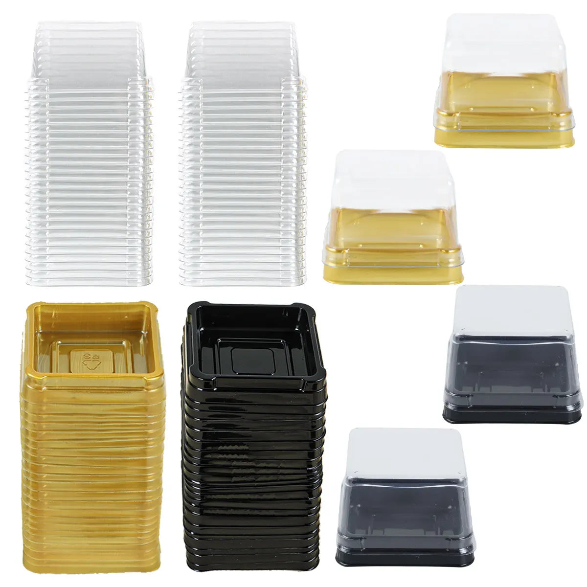 50Pcs Mini Dessert Cake Boxes Container Transparent Cupcake Pastry Baking Packaging Boxes Wedding Party Supplies Christmas Gift