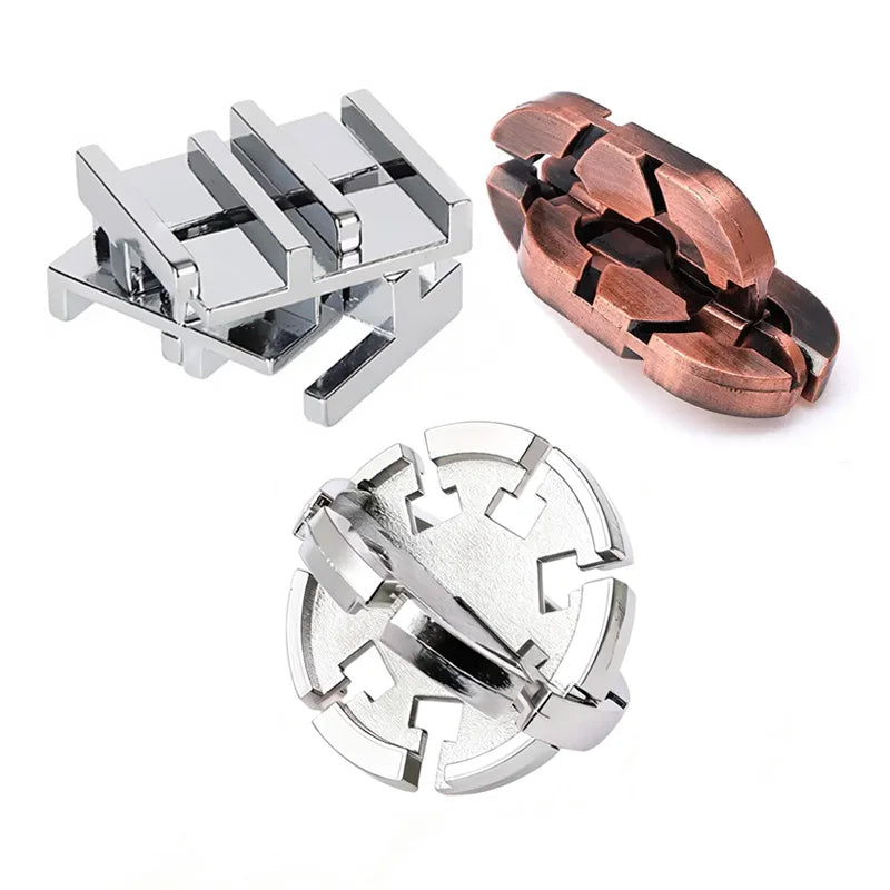 Variety Metal Puzzles Brain Teasers 3PCS Set IQ Logic Test Disentanglement for Mind Challenge Educational Toys Kids Adults