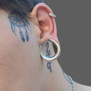 Twolobes 2PCS Saddle Ear Tunnel Plug Stainless Steel Piercing Ring Expander Studs Stretchers Body Jewelry Daily Hypoallergenic