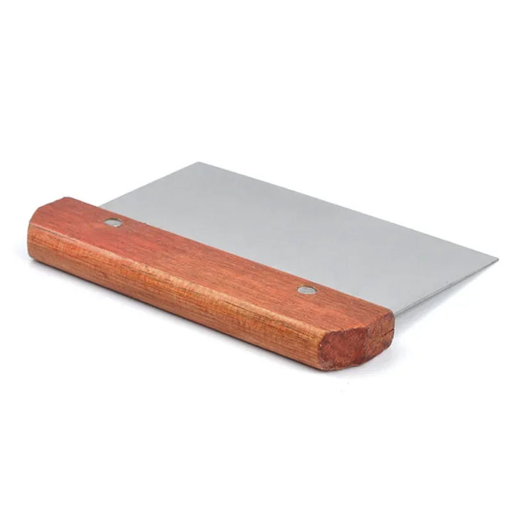 Wood-Handle Stainless Steel Dough Bench Scraper — 1 Piece, Selected Style