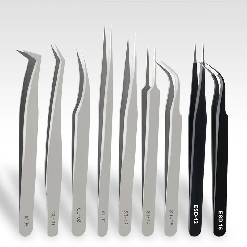 GLAMLASH ESD ST SA Series Anti-static Eyelash Extension Tweezer Curved Lash Tweezer Straight Tip Tweezer Makeup Tool