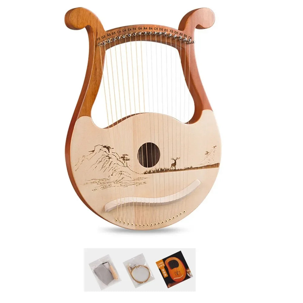 19-String Mahogany Lyre Harp