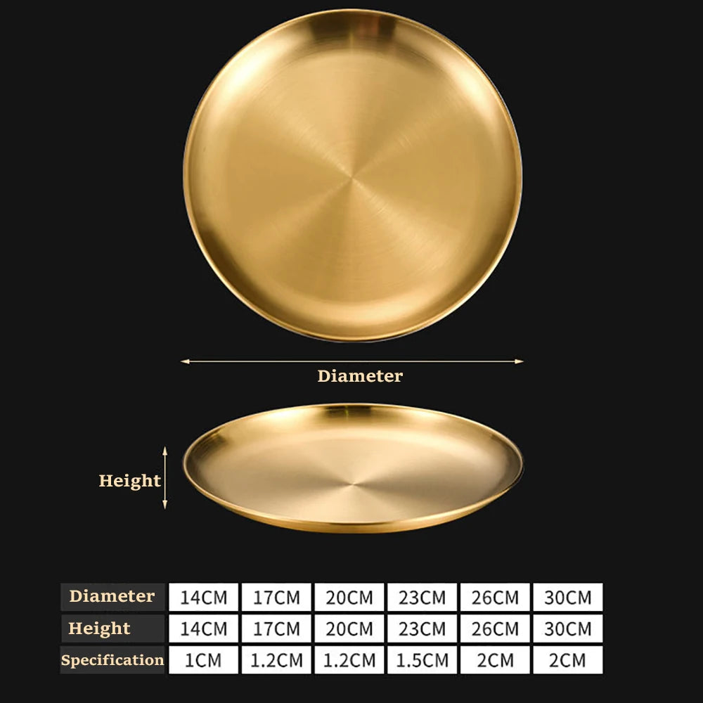 Round Stainless Steel Serving Tray