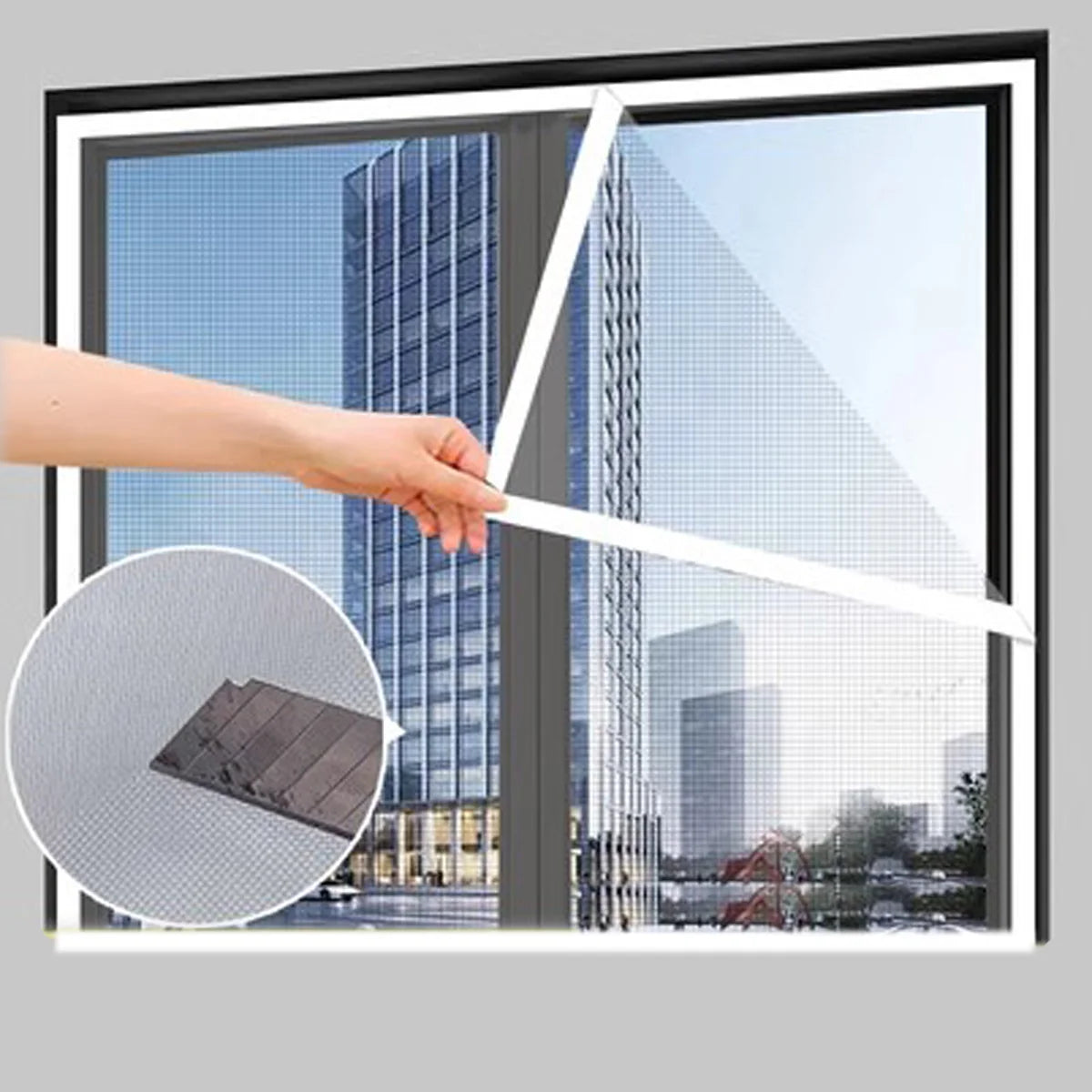 Fiberglass Window Screen with Hook-and-Loop Edging — Gray, Selected Size