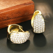 Huitan Charming Lady Hoop Earrings Circle Design Inlaid Bright Cubic Zirconia Trendy Jewelry Accessories for Daily Party Wedding
