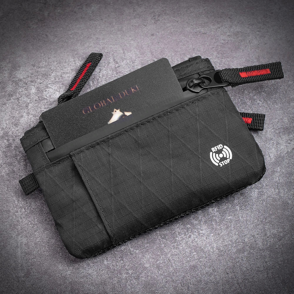 Black Nylon Multi-Compartment Zipper Wallet — 1 Piece