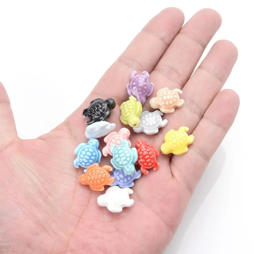 Ceramic Sea Turtle Beads, 10-Piece Set