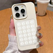 3D Suction Cup Stand Litchi Pattern Phone Case For iPhone 18 17 16 15 Pro Max Plus 16E 14 13 12 11 Pro Max X XS Shockproof Cover