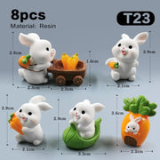 Mini Resin Rabbit Garden Figurine Set