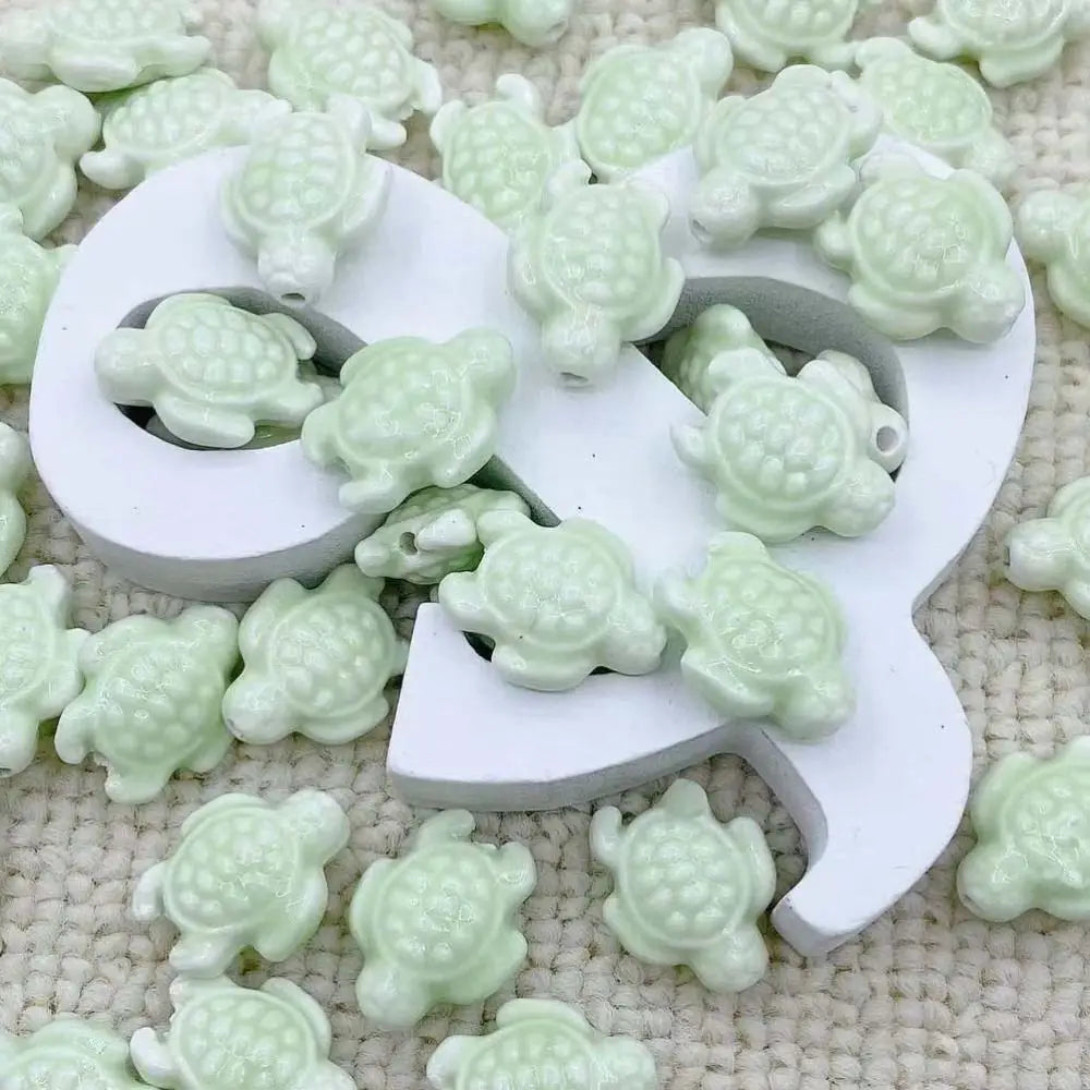 Ceramic Sea Turtle Beads, 10-Piece Set