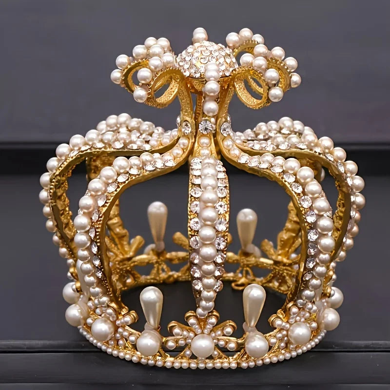 Baroque Round Crown Tiara Headband For Women Party Cake Brithday Bridal Wedding Hair Accessories Jewelry Crown Tiara Gift