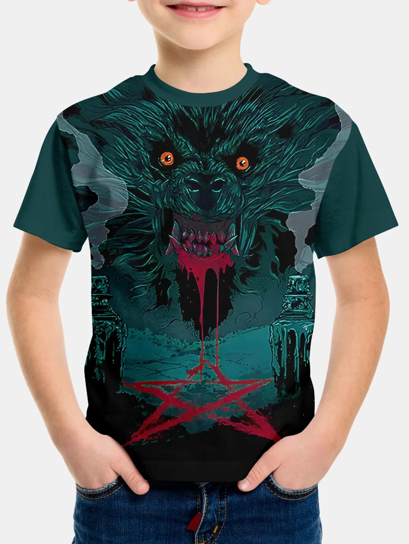 Wolf Print Kids Short-Sleeve T-Shirt