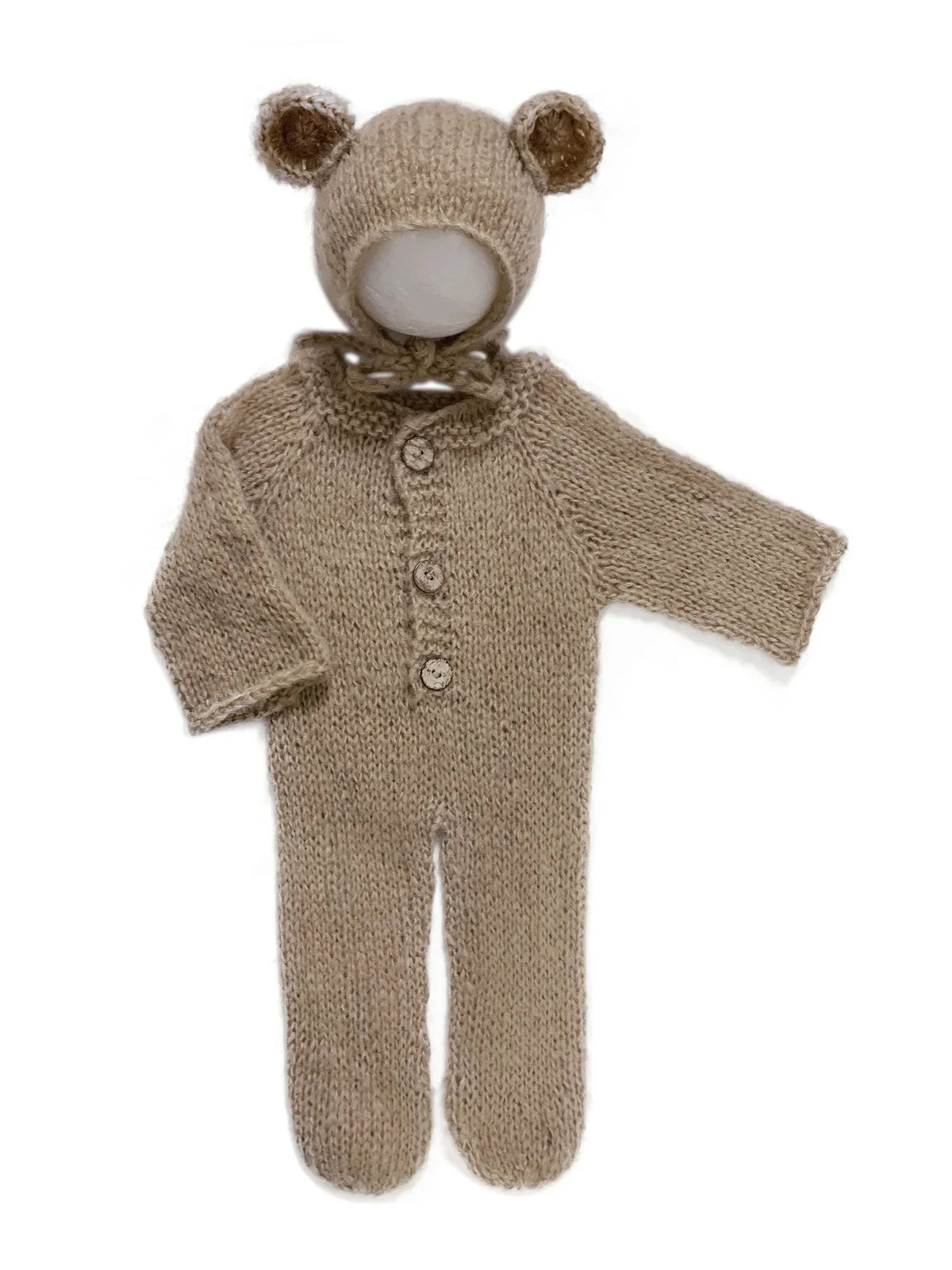 2pc/set Baby Outfits  Newborn Photography Props Romper Bear Jumpsuit Crochet Hat Wool Baby Boy Girl Animal Photo Prop