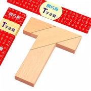 Wood T Shape Puzzle Geometric Tangram 100 Problem Challenges Brain Teaser Toys for Kids & Adults Party Favors Classroom Prizes