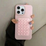3D Suction Cup Stand Litchi Pattern Phone Case For iPhone 18 17 16 15 Pro Max Plus 16E 14 13 12 11 Pro Max X XS Shockproof Cover