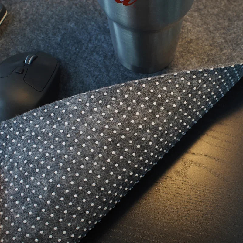 Dark Gray Felt Desk Mat — 100 × 50 cm, Non-Slip Backing