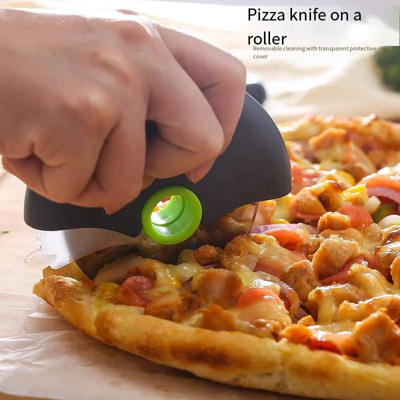 Stainless Steel Pizza Wheel Cutter with Blade Cover — 4-Inch, Selected Color