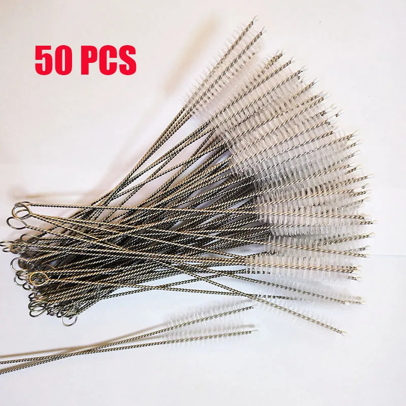 Nylon Straw-Cleaning Brushes with Steel Handles — Selected Pack or Set