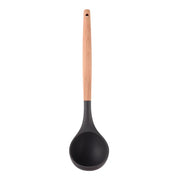 Silicone Soup Ladle Heat Resistant Ladle Spoons With Wood Handle Non-Stick Kitchen Cooking Spoon Serving Scoop For Sauce Soup