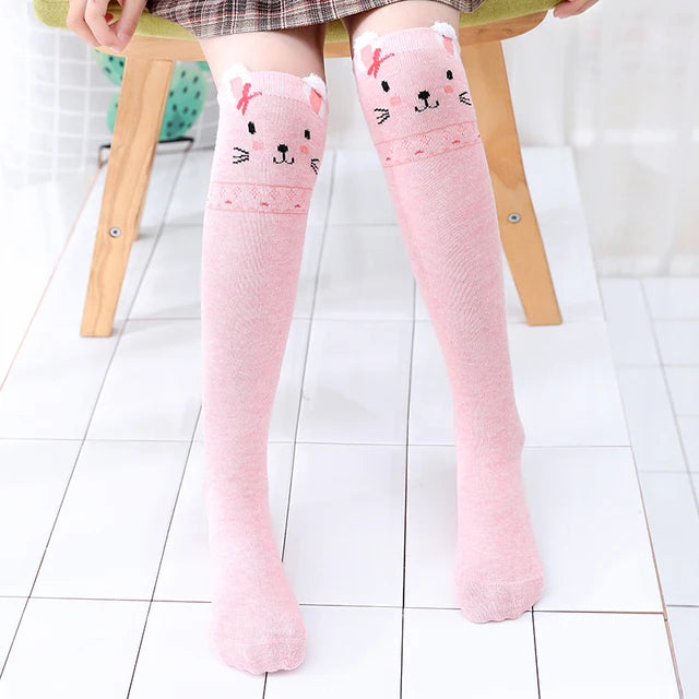 Spring Autumn Girls Cotton Ankle Short Lovely Stockings Cartoon Unicorn Kids Child Knee High Socks Infant Baby Over Knee Socks