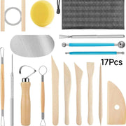 17pcs Pottery Sculpting Tools Set Ceramic Detail texture Shaping Blade Clay Modeling Stainless Steel Tool Kit Carving Hole Punch