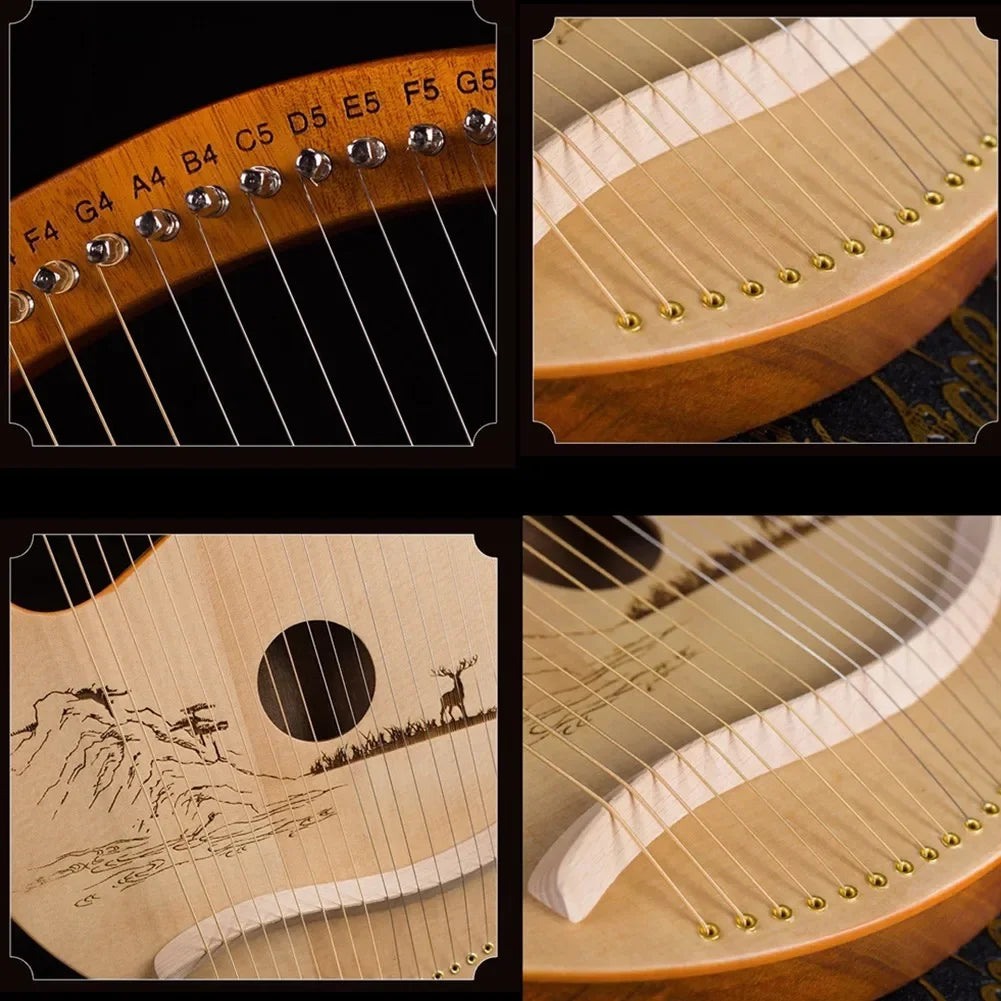 19-String Mahogany Lyre Harp