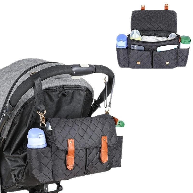 Large Capacity Stroller Storage Bag Convertible Shoulder Bag Crossbody Diaper Bags for Moms Baby Carriage Hanging Bag Accessory