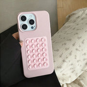 3D Suction Cup Stand Litchi Pattern Phone Case For iPhone 18 17 16 15 Pro Max Plus 16E 14 13 12 11 Pro Max X XS Shockproof Cover
