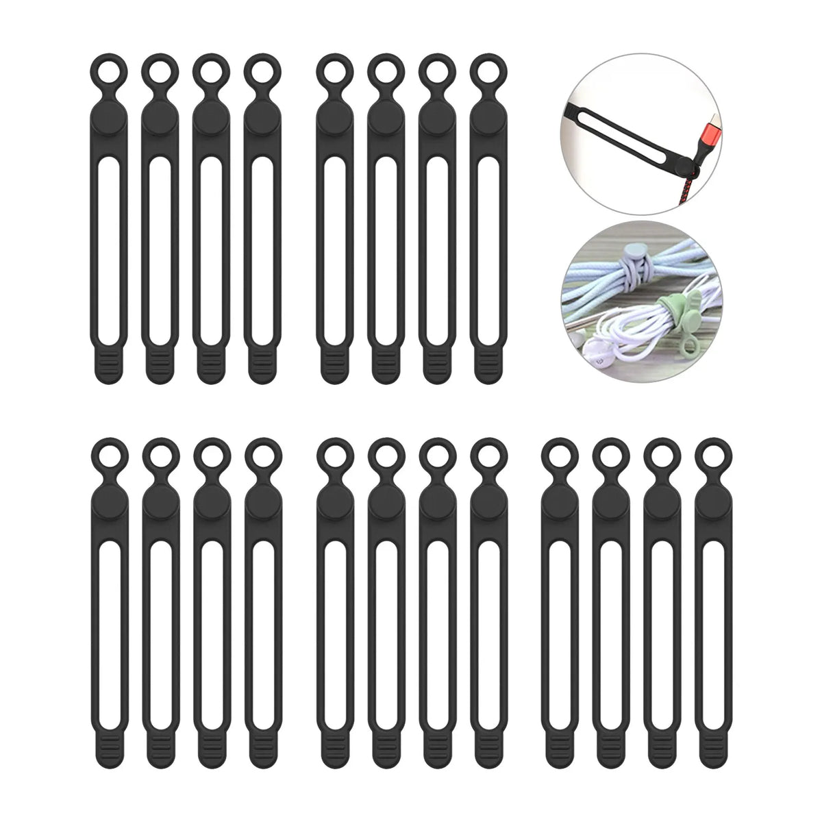 Reusable Silicone Cable Ties — Selected Color and Pack