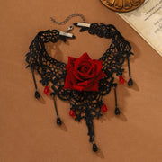 Gothic Style Choker Necklace For Women Personalized Lace Rose Blossom Neck Chain Niche Lolita Neck Accessory Halloween Jewelries