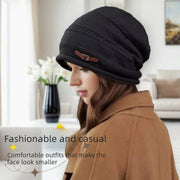 Women's Knit Beanie Hat Autumn Winter Warm Plush Fleece Lined Large Size Full Coverage Stackable Design Outdoor Activities Daily