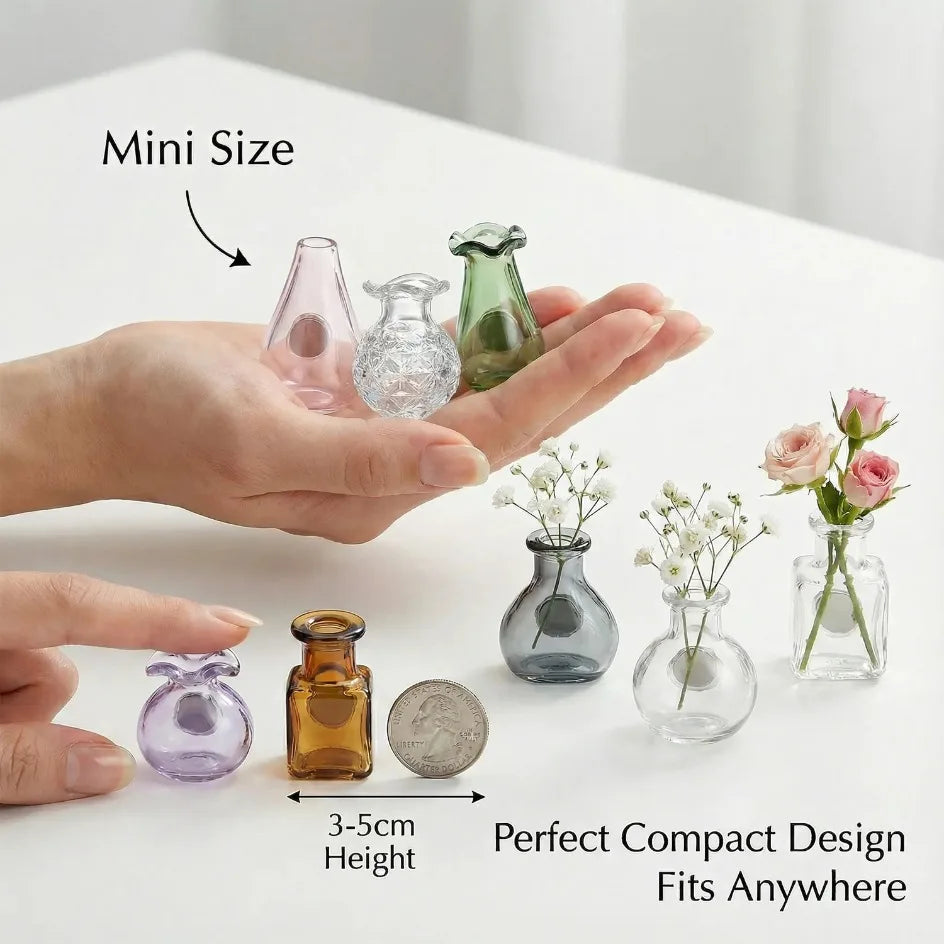 Mini Glass Vase Refrigerator Magnet Set