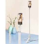 White Extendable Smartphone Selfie Stick Tripod — Up to 170 cm