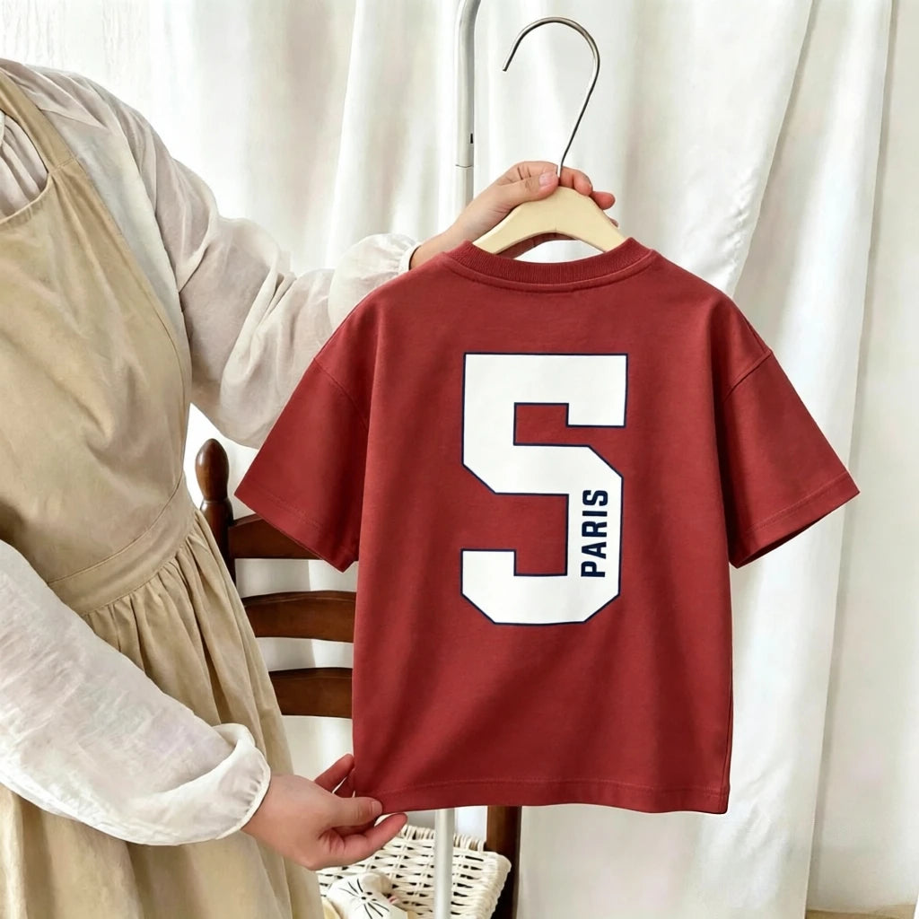 1-7 Age Girl Boy Clothing T-shirt Tops Short-sleeved Round Collar Casual Tshirts Children's Clothes Simple Versatile Kids Tshirt
