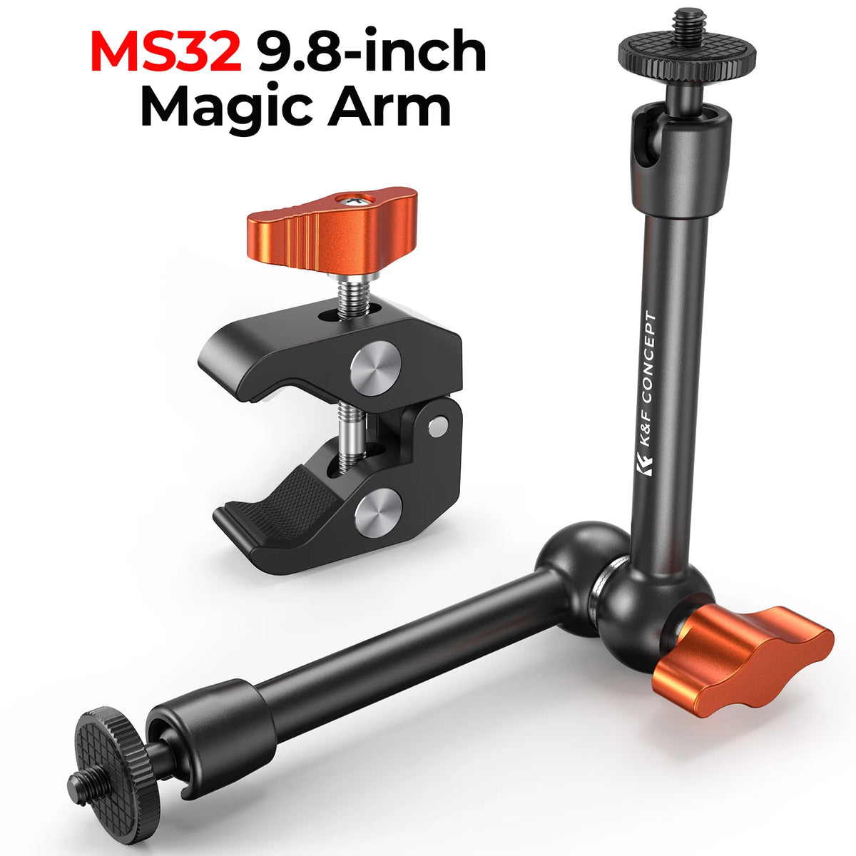 K&F CONCEPT Magic Arm Super Clamp Kit with 1/4" & 3/8" Thread Screw Articulating Friction Arm Cold Shoe Clamp Mount for Monitor