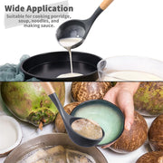 Silicone Soup Ladle Heat Resistant Ladle Spoons With Wood Handle Non-Stick Kitchen Cooking Spoon Serving Scoop For Sauce Soup