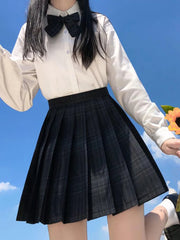 ZOKI Plaid Women Pleated Skirt Bow Knot Summer High Waist Preppy Girls Dance Mini Skirt Cute A Line Harajuku Sexy Japan Faldas