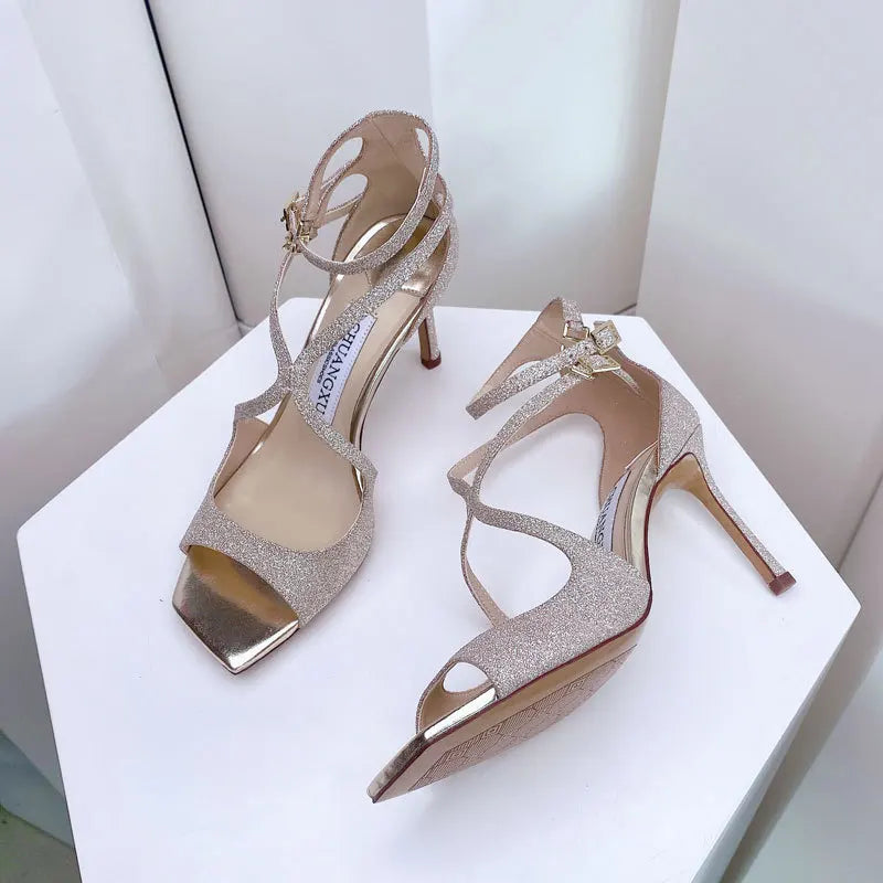 Sequined Gladiator Heel Sandals