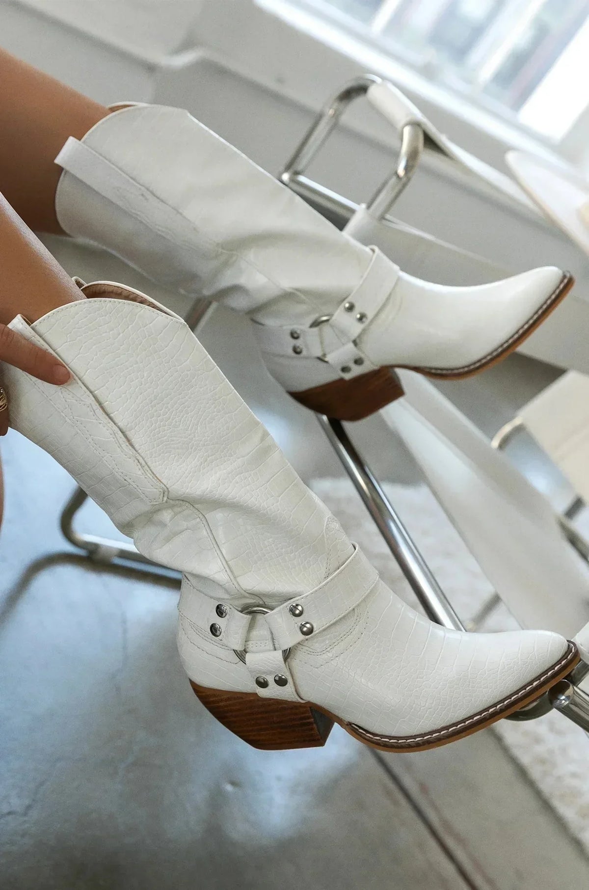 Cow Print Chunky Heel Western Boots