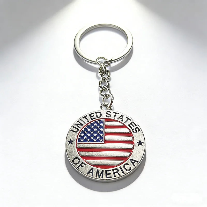 Simple Stylish American Flag Keychains Star Bar Flag Alloy Drip Oil Key Ring Best Party Gift Jewelry