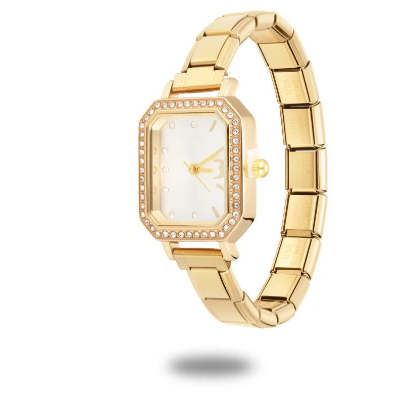 Fashion Luxury DIY 9MM Charm Stainless Steel Shiny Round Square Watch Bracelet Bangle High Quality Y2K Watch Head Christmas Gift