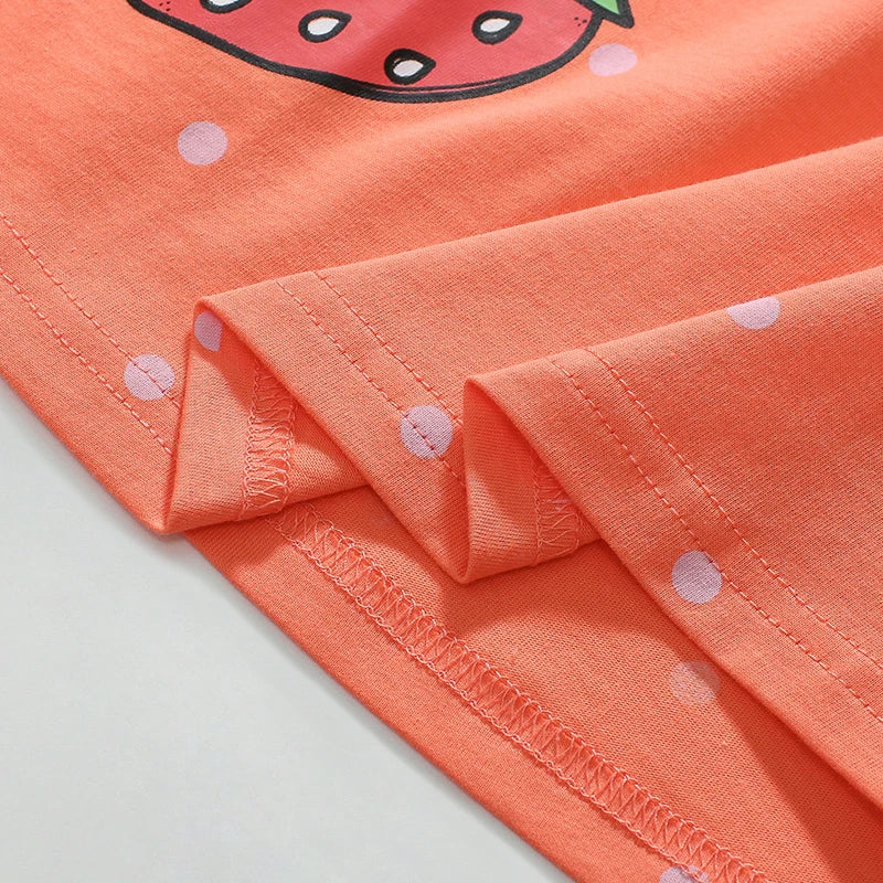 Little maven 2025 New Summer Cartoon Strawberry Dresses Cotton Children's Clothing Casual Vestidos Clothes for Kids 2-7 year