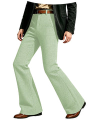 Houndstooth Patten Men Bell Bottom Pants Vintage Adjustable Waist Flared Trousers 60s70s Disco Man Slim Fit Pant For Dance Party