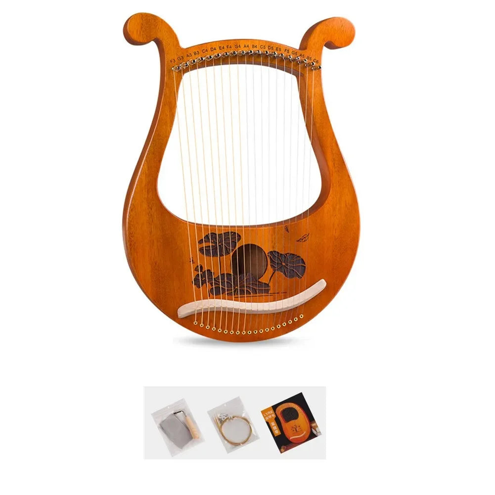 19-String Mahogany Lyre Harp