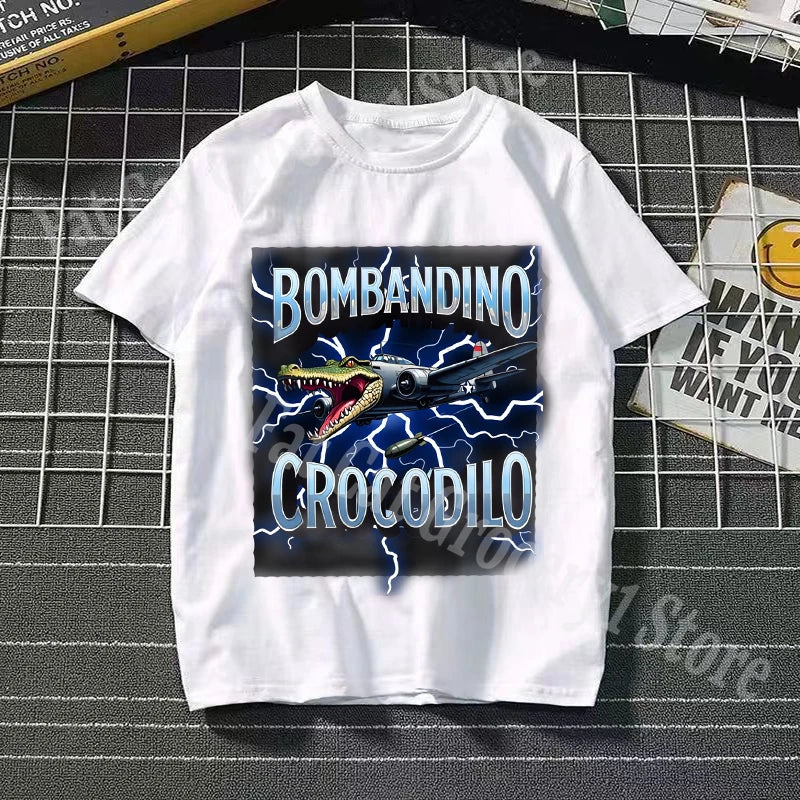 Tralalero Tralala Cotton T-shirt Kids Anime Tungtung Sahur Brainrot Tees Boy Girl Summer Short Sleeve Children Clothes Tops Gift