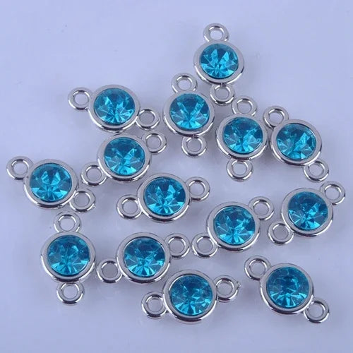 12pcs/lot Colorful Birthstone Charms 11mm*19mm Acrylic double charms for Diy Statement Necklace and Bracelet A003