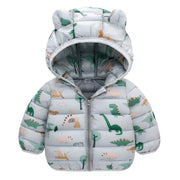 Kids Boys Baby Hooded Lightweight Jacket Cartoon Dinosaur Zipper Coats Girls Autumn Winter Warm Christmas Outerwear 0-5 Year Old