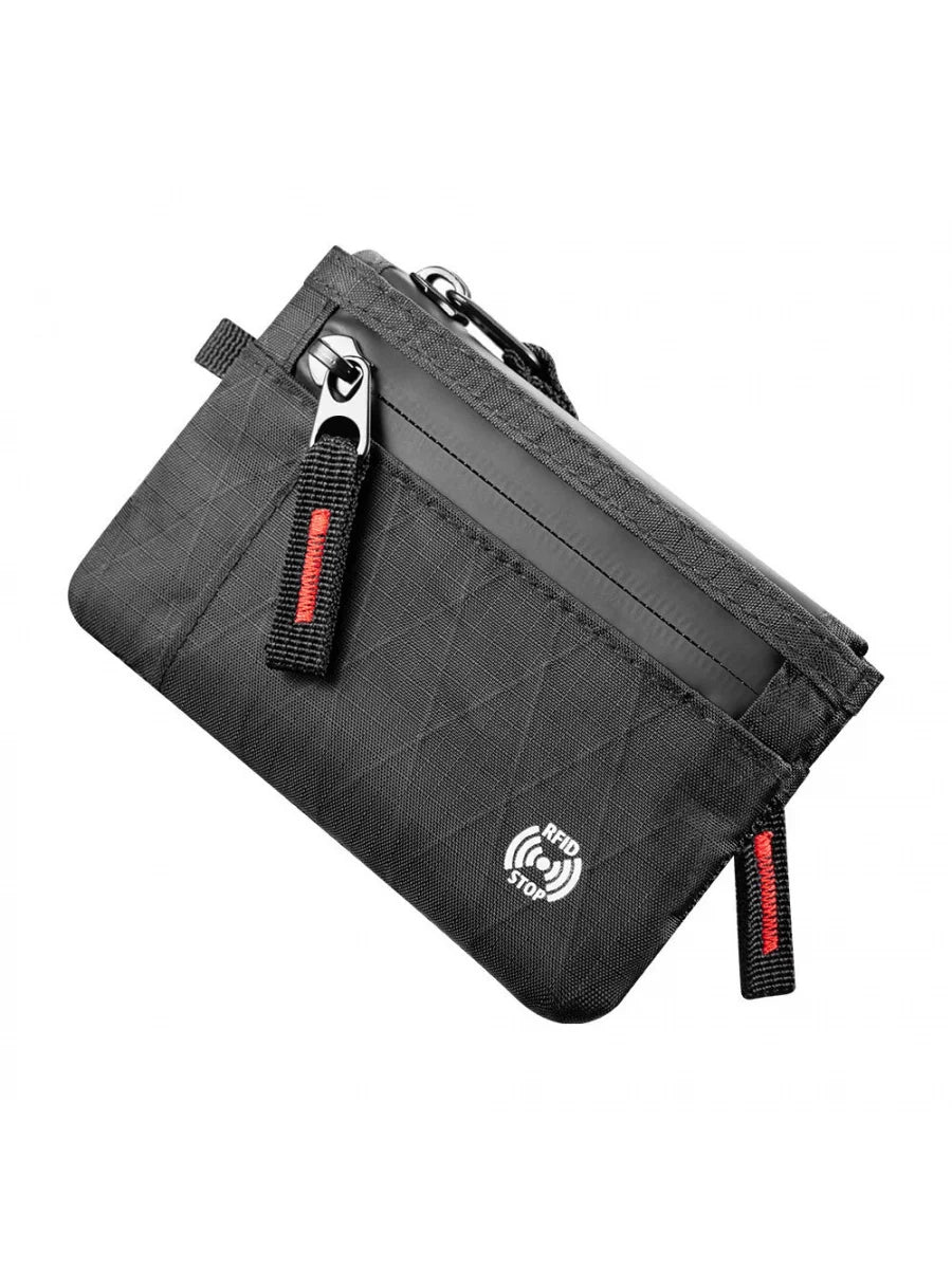 Black Nylon Multi-Compartment Zipper Wallet — 1 Piece